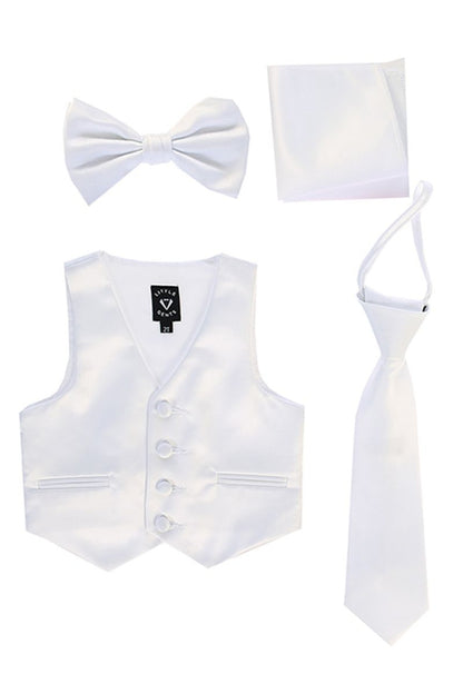 Boys Satin Vest Set with Bow Tie or Neck Tie  Canada –  white
