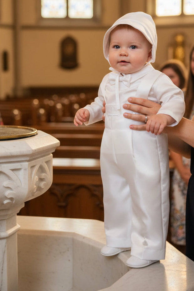 Boys Suspendered Pants With Embroidered Cross Baptism Canada 3