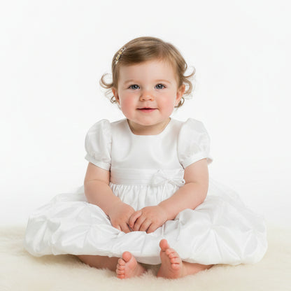 Bubble Hem Baptism Dress White Taffeta  Canada