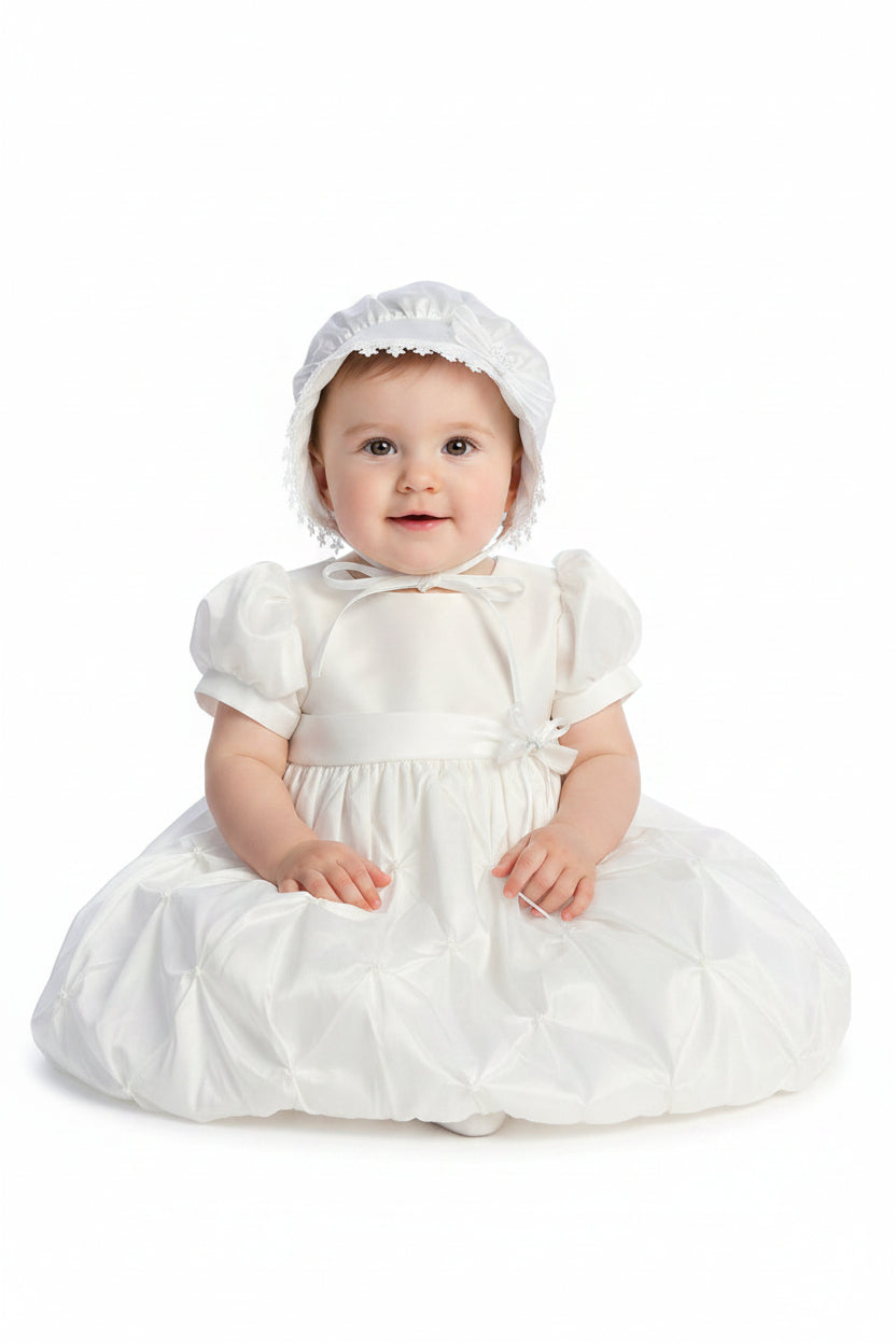 Bubble Hem Baptism Dress White Taffeta  Canada 2