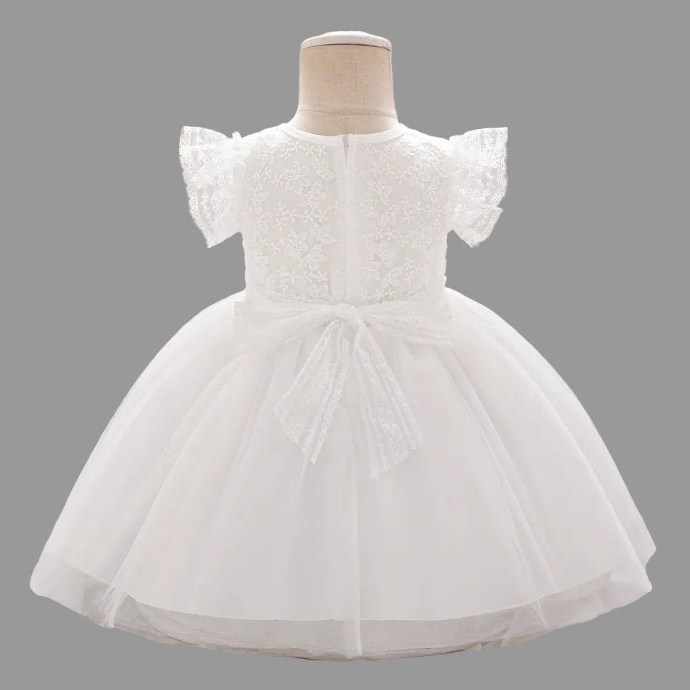 Butterfly Sleeve Baptism Christening Dress White Canada back