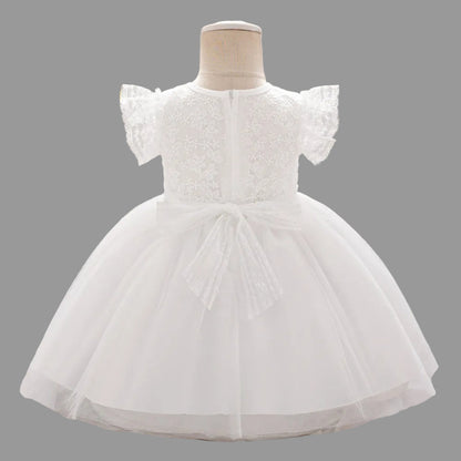 Butterfly Sleeve Baptism Christening Dress White Canada back