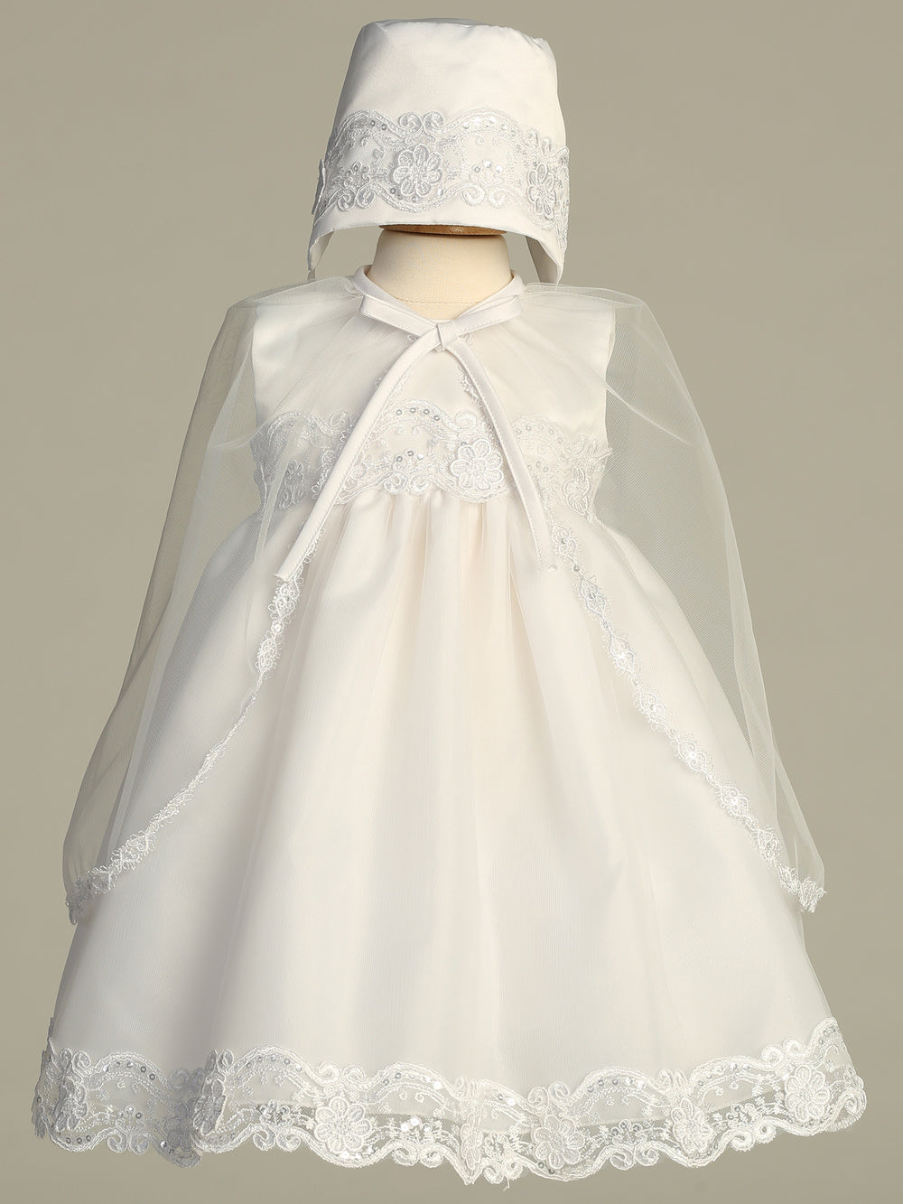 Simple Satin Top Baptism Dress With Cape White Canada