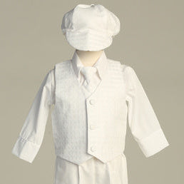 Checkered Boys Vest Set With Necktie Baptism Christening Canada front