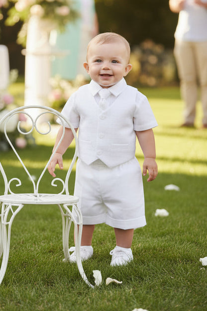 Checkered Vest Short Set With Necktie Boys Baptism Christening Canada chart front