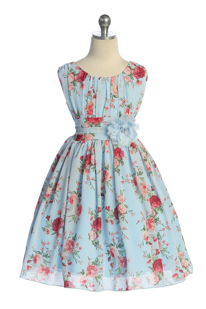 Chiffon Rushed Top Girls Party Dress Multi Colours Canada blue floral