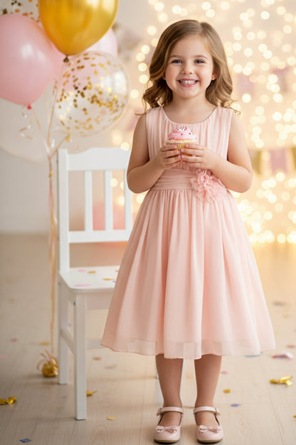 Chiffon Rushed Top Girls Party Dress Multi Colours Canada blush