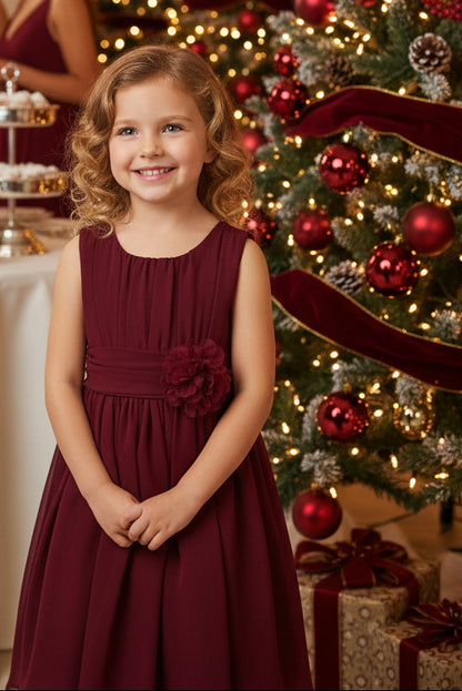 Chiffon Rushed Top Girls Party Dress Multi Colours Canada burgundy