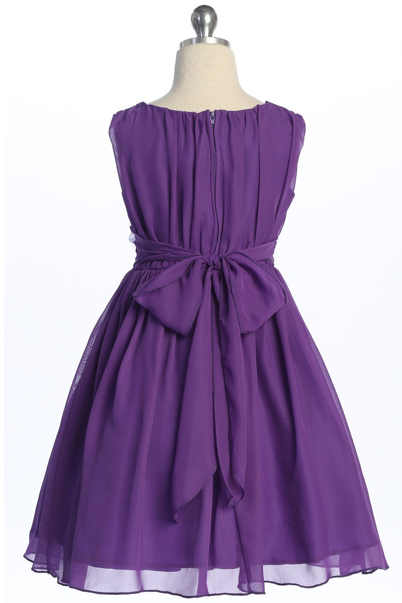 Chiffon Rushed Top Girls Party Dress Multi Colours Canada purple back