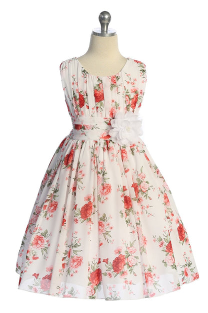 Chiffon Rushed Top Girls Party Dress Multi Colours Canada white floral front