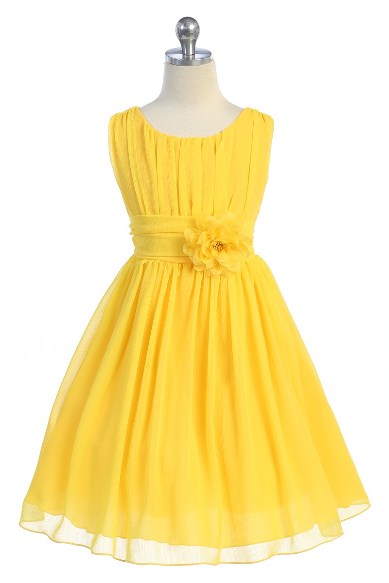 Chiffon Rushed Top Girls Party Dress Multi Colours Canada yellow