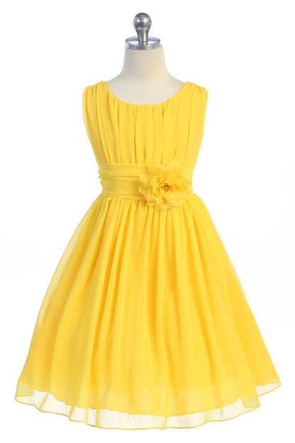 Chiffon Rushed Top Girls Party Dress Multi Colours Canada yellow