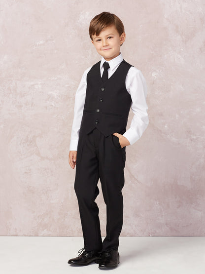 Classic Boys Vest Set Black Pocket Front View