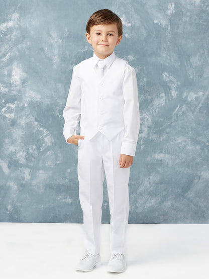 Classic Boys Vest Set White Front View