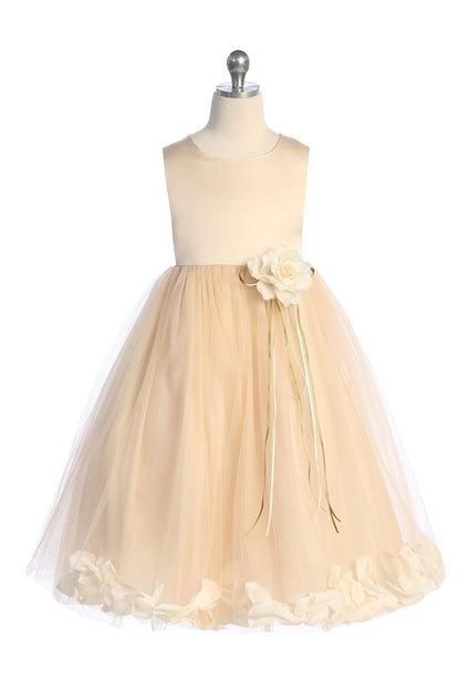 Classic Flower Petal Girls Dress Blush Front View