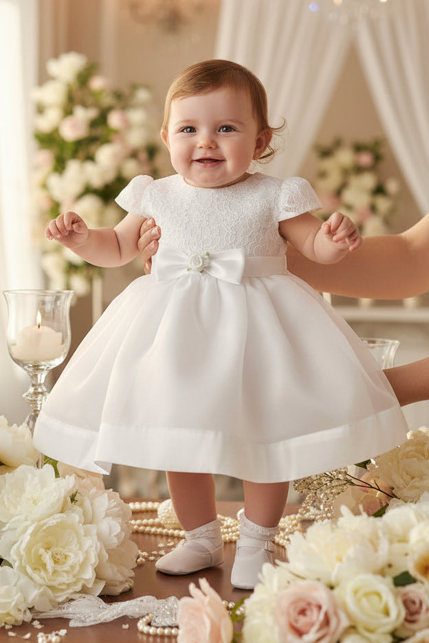 Classic Short Sleeved Baby Baptism & Christening Dress White Canada – Grandma's Little Darlings