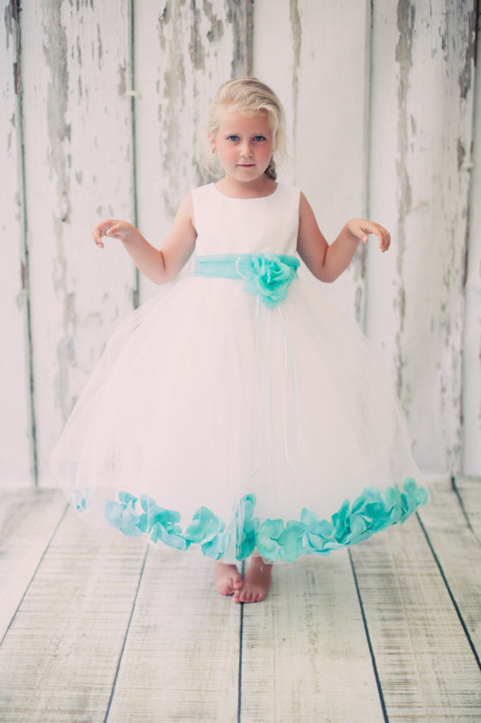 Classics flower petal girls dress, plus size Flower Girl dress, First Communion dress, fancy Birthday party girls dress or frock. Shop GTA,  Canada now!