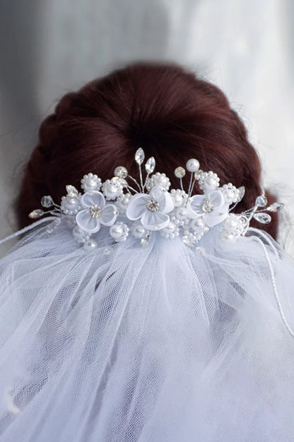 Comb Veil with Dainty Pearl & Rhinestone Adornments Girls Canada