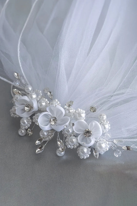 Comb Veil with Dainty Pearl & Rhinestone Adornments Girls Canada 2