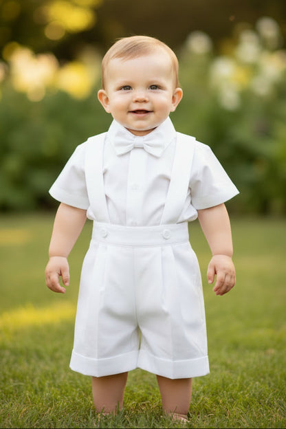 Cotton Oxford Suspender Short Set Baptism Christening Canada