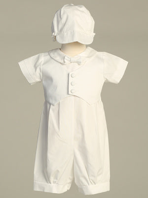 Cotton Romper With Pique Vest Overlay Boys Baptism Christening Canada