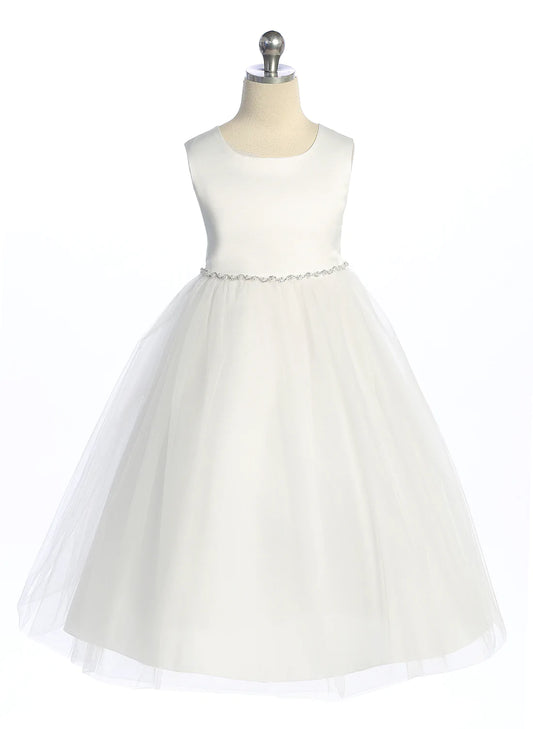 Delicate Satin Top Girls Dress Front View