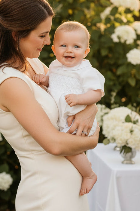 Diamond Eyelet Trim Boys Romper Cotton Mix Baptism Christening Canada romper