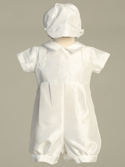 Embroidered Cross Bib Shortall Boys Baptism Christening White Canada-large