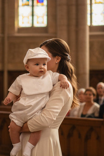 Embroidered Cross & Holy Spirit Boys Romper Baptism Christening Canada