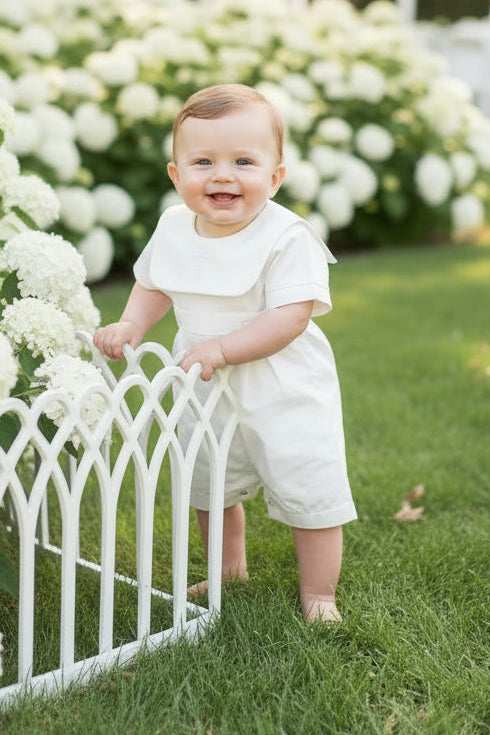 Embroidered Cross Sailor Collar Boys Romper Cotton Mix Baptism Canada romper
