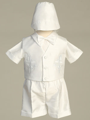 Embroidered Cross Shantung Vest Set Boys Baptism Christening Canada