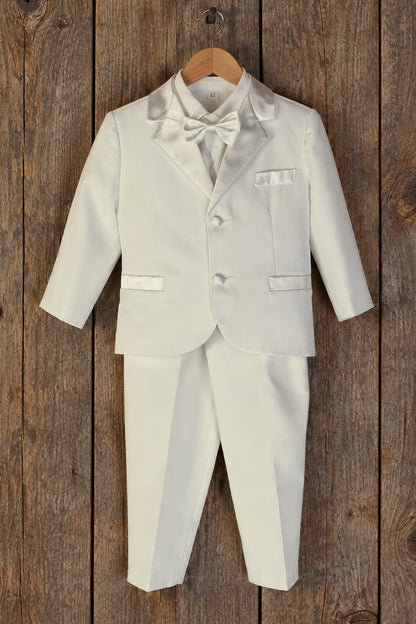 Fancy Affordable Baby Boys 5 piece Tuxedo Ivory White Canada Wide live xxs-xxl covered button