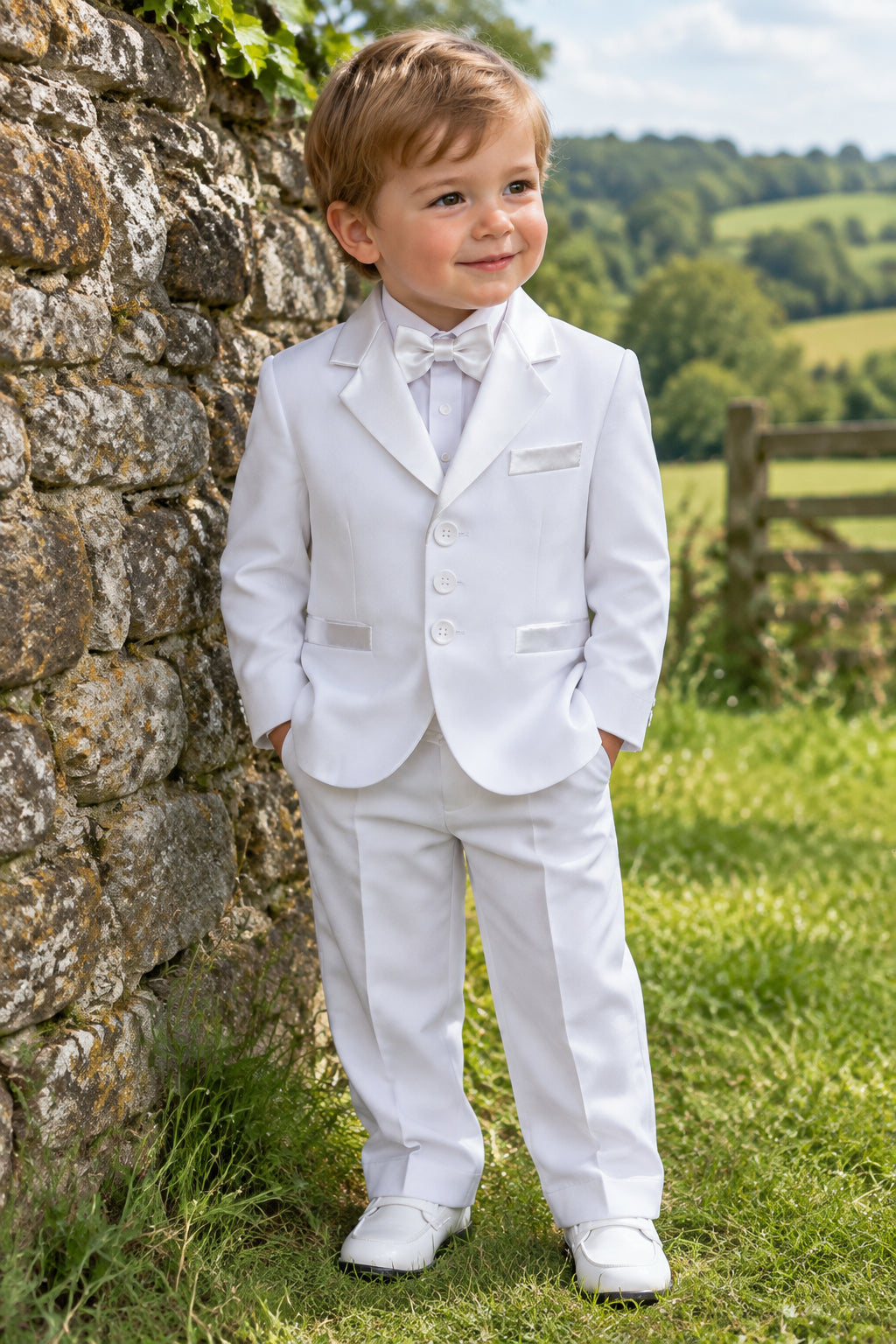 Fancy Affordable Boys 5 piece Tuxedo Ivory White Canada Wide