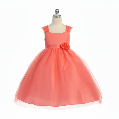 Fancy Allover Soft Tulle Overlay Formal Girls Dress Multi Colours Canada coral