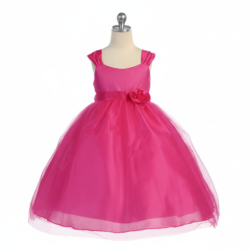 Fancy Allover Soft Tulle Overlay Formal Girls Dress Multi Colours Canada fushia