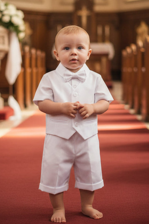 Fancy Baby Boy Short & Suspender Set White Ivory Canada