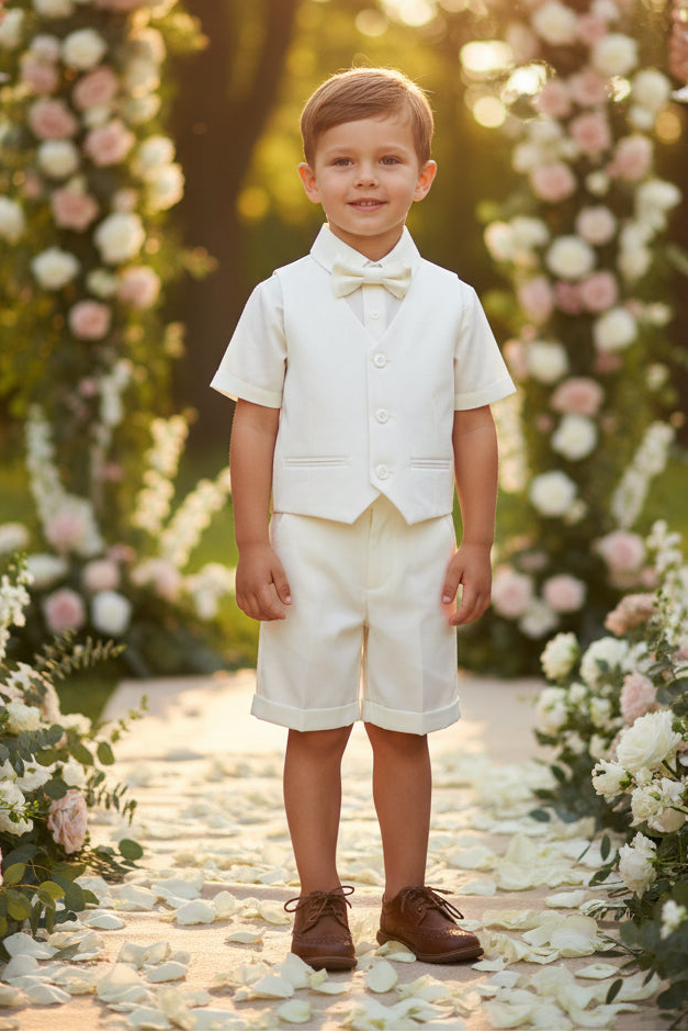 Fancy Baby Boy Vest & Suspender Short Set  Ivory Canada