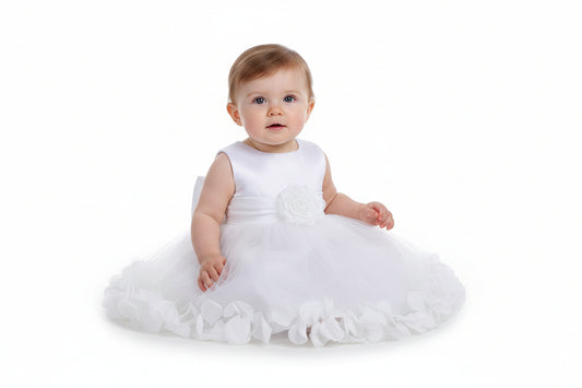 Fancy Baby Girls Petal Dress With Sash Ivory White Canada