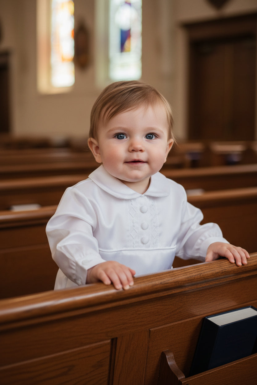 Fancy Baptism Christening Boys Romper Embroidered Vest White Canada