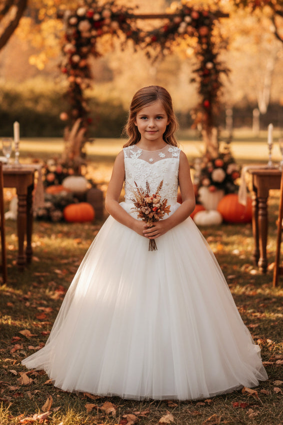 Fancy Beaded Sweetheart Top Flower Girls Long Gown White Ivory Canada 2 ivory