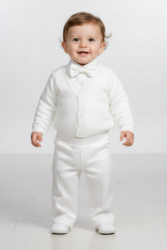 Fancy Boys Knit Cardigan Set Baptism Christening White Ivory 4 Piece Canada
