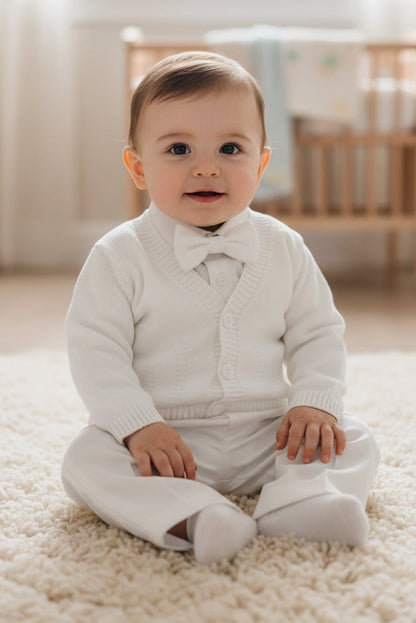 Fancy Boys Knit Cardigan Set Baptism Christening White Ivory 4 Piece Canada sitting