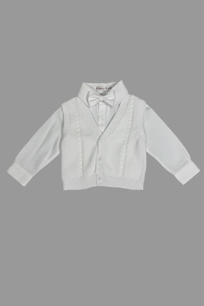 Fancy Boys Knit Vest Set Baptism Christening White Ivory 4 Piece Canada shirt