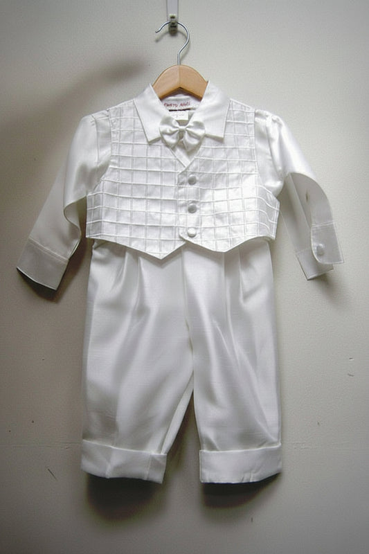 Fancy Checked Vest Set Boys Christening Baptism White Canada 2