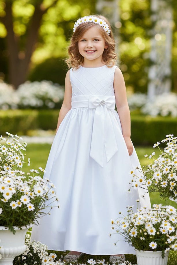 Fancy Criss Cross Top Girls Long Dress White Canada