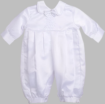 Fancy Dove & Cross Baptism Christening Boys Romper  White Canada no vest