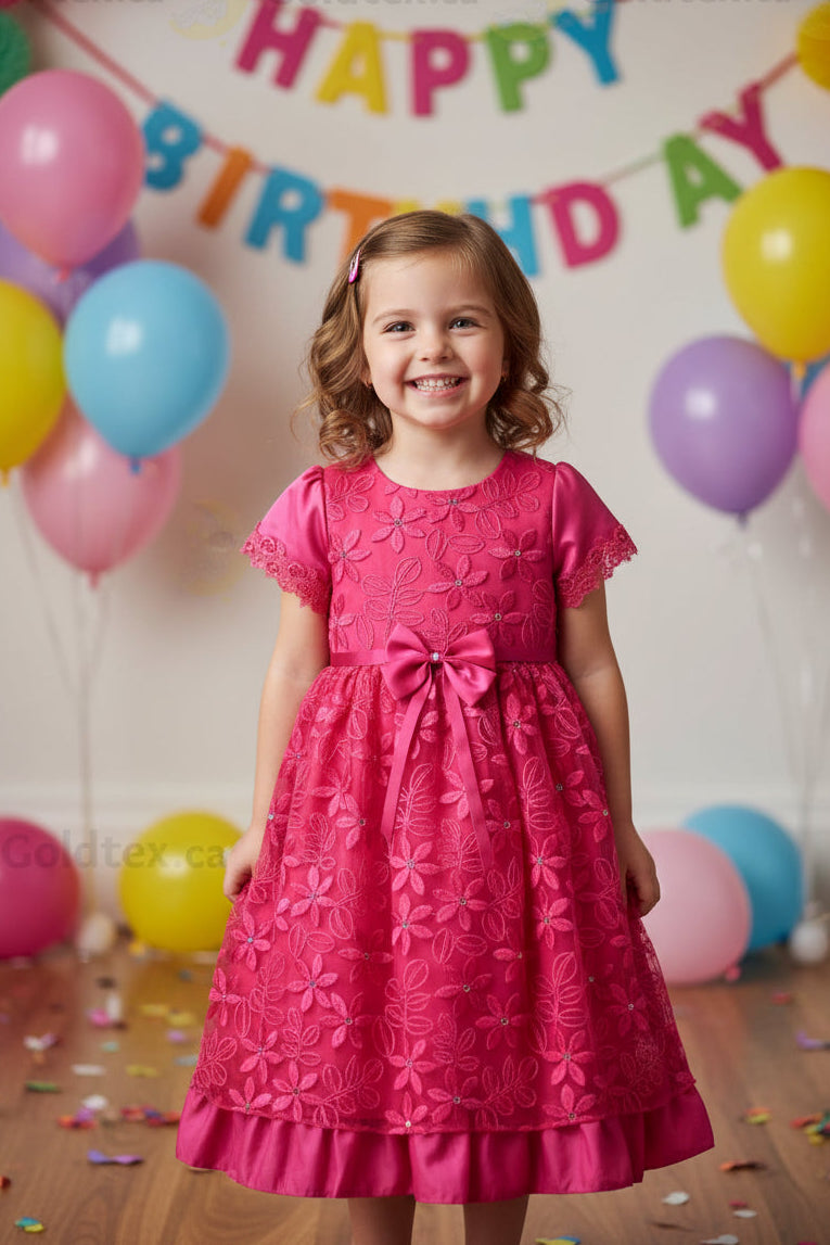 Fancy Embroidered Daisy Girls Dress Multi Colours Canada