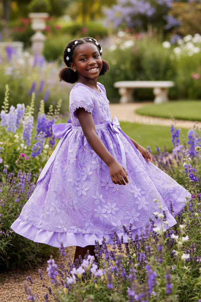Fancy Embroidered Daisy Girls Dress Multi Colours Canada lilac