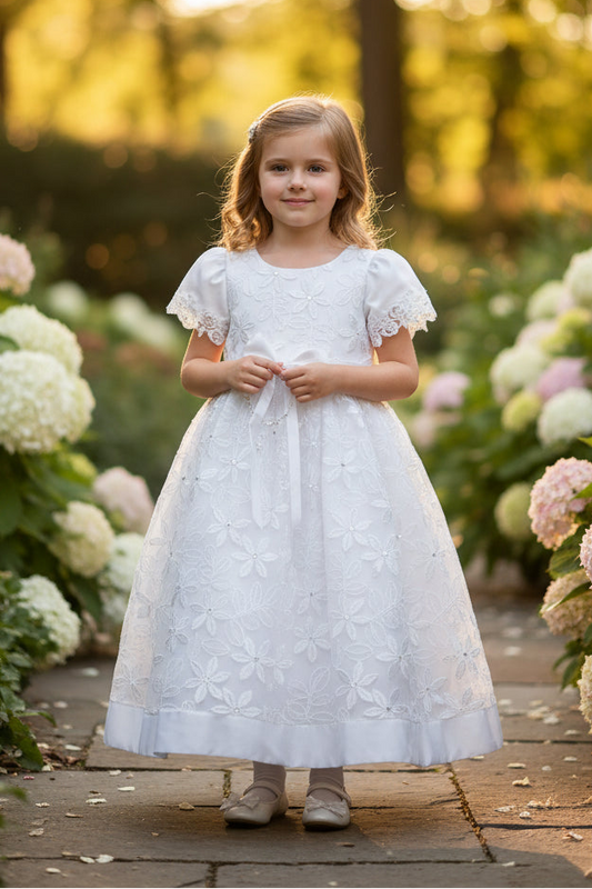 Fancy Embroidered Daisy Girls Dress Multi Colours Canada white