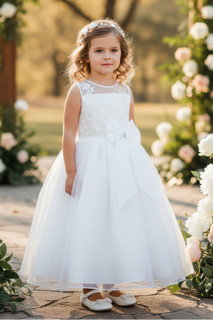 Fancy Extravagant Bow Flower Girl Dress Tea Length Multi Colour Canada